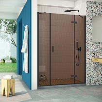 Дверь в душевой проем Vegas Glass AFP-F Retta 160 02М 05 R профиль черный матовый стекло бронза