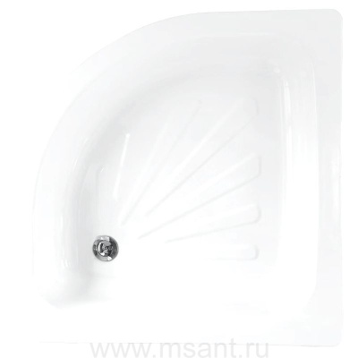 Поддон Loranto стальной, полукруглый 80х80х15 толщина стенок 0,9 мм, отверстие для слива 5 см, белый (LG800C)