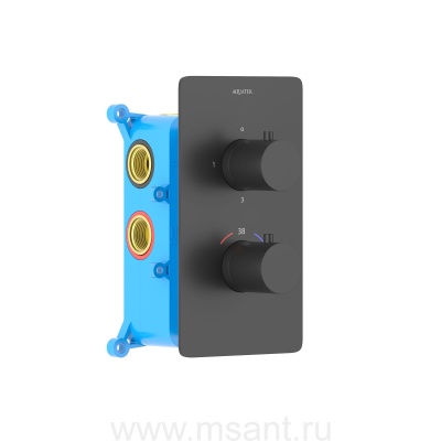 Термостатический смеситель для ванны 3 режима (внешняя и скрытая часть) AQUATEK, матовый черный AQ1393MB ЕВРОПА