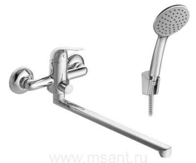 Смеситель Santek Нико для ванны-душа длинный излив, с акссессуарами, хром WH5A12005C001