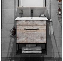 Тумба Sanflor Бруклин 60 (Бетон п/э) навесная умывальник Элина 60