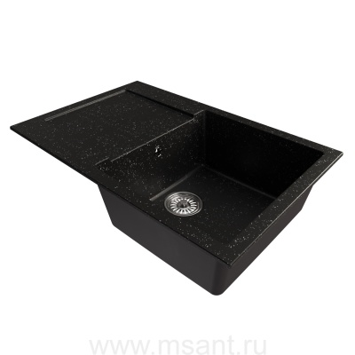 Мойкa MIXLINE ML-GM31 с крылом, черная (308), 770*500*190мм