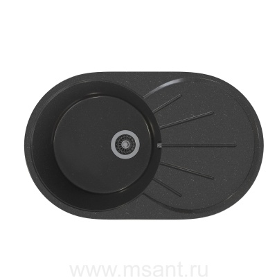 Мойкa MIXLINE ML-GMS05 СТАНДАРТ овальная с крылом, черный (308), 740*455*190мм