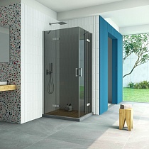 Душевой уголок Vegas Glass AFA-F Retta 90*80 07 07 L профиль матовый хром стекло графит