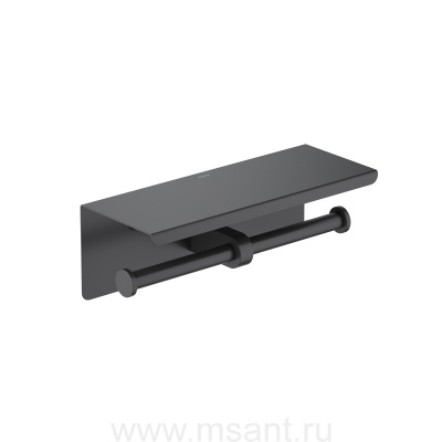 Бумагодержатель двойной с полкой Aquatek, матовый черный AQ4909MB ОБЕРОН