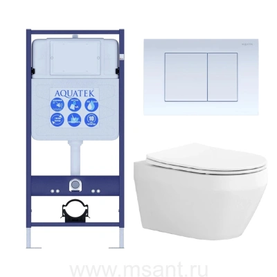 Set AQUATEK ЛЕЯ (рама AQUATEK Standard INS-0000012 с звукоиз.прокладкой+крепеж KKI-0000002+кнопкаKDI-0000009+унитаз ЛЕЯ AQ1199-00 с крышкой-сиденьем