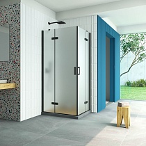 Душевой уголок Vegas Glass AFA-F Retta 100*80 02М 10 L профиль черный матовый стекло сатин