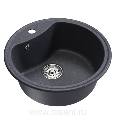 Мойкa MIXLINE ML-GM09 круглая, антрацит (343), 510 мм (глуб. чаши 190)