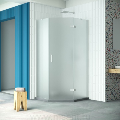 Душевой уголок Vegas Glass AFA-Pen Retta 90 01 10 R профиль белый стекло сатин