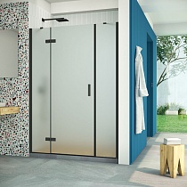 Дверь в душевой проем Vegas Glass AFP-F Retta 150 02М 10 L профиль черный матовый стекло сатин