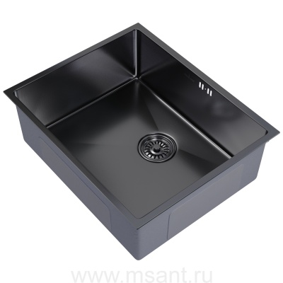 Мойка подст.монтаж 53х43 (3,0) вып 3 1/2 MIXLINE PRO 22см с сифоном (черный графит)