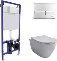 Комплект Berges NOVUM 525, кнопка L3, унитаз MASCON Rimless, сиденье дюропласт Toma Slim SO