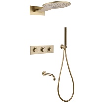 Душевая система ABBER Wasser Kreis AF8150G скрытого монтажа с изливом, термостат, золото матовое