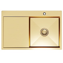 Мойка настол.монтаж 78х50 (3,0) прав. вып 3 1/2 MIXLINE PRO 20см с сифоном (золото)