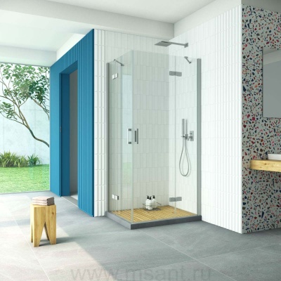 Душевой уголок Vegas Glass AFA-F Retta 90*80 07 01 R профиль матовый хром стекло прозрачное