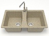 Кухонная мойка AZARIO Elmas 780х500х190 двойная, искусственный мрамор, цвет песочный (CS00078334)