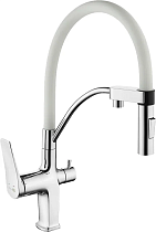 Смеситель Lemark Comfort LM3074C-White для кухонной мойки, хром/белый