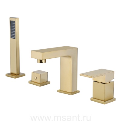 Смеситель ABBER Daheim AF8213G на борт ванны, золото матовое