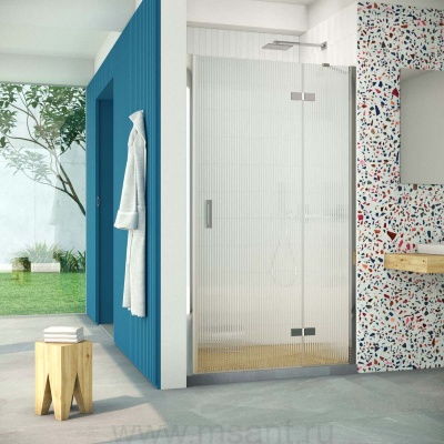 Дверь в душевой проем Vegas Glass AFP Retta 120 08 Moru R, профиль глянцевый хром, стекло Moru