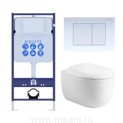 Set AQUATEK АЛЬТАИР (рама AQUATEK Standard INS-0000012 с звукоиз.прокладкой+крепеж KKI-0000002+кнопкаKDI-0000009+унитаз АЛЬТАИР AQ1980-00 с сиденьем мткролифт