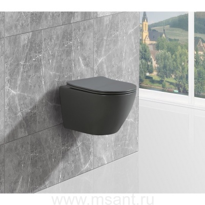 Унитаз подвесной AMAPOLA (Matt Grey). Размер: 530x365x370. 