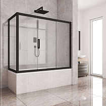 Шторка на ванну Kubele DE019PR3-CLN-BLMT 170х80 см, профиль матовый черный