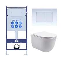 Set AQUATEK КЛАССИК (рама AQUATEK Standard INS-0000012 с звукоиз.прокладкой+крепеж KKI-0000002+кнопкаKDI-0000009+унитаз КЛАССИК AQ1111-00 с крышкой