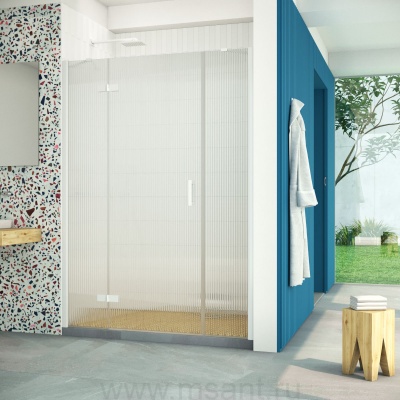 Дверь в душевой проем Vegas Glass AFP-F Retta 150 01 Moru L профиль белый стекло Moru