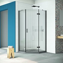 Душевой уголок Vegas Glass AFA-Pen Retta 100 02М Moru R профиль черный матовый стекло Moru