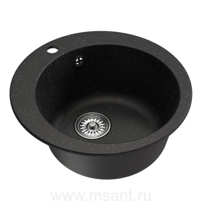 Мойкa MIXLINE ML-GM13 круглая, черная (308), 495мм (глуб. чаши 200)
