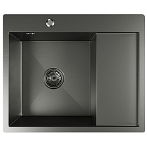 Мойка настол.монтаж 60х50 (3,0) лев. вып 3 1/2 MIXLINE PRO 20см с сифоном (черный графит)