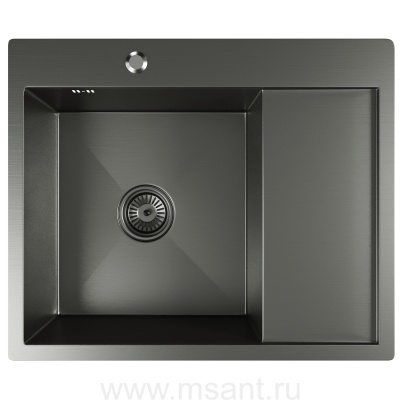 Мойка настол.монтаж 60х50 (3,0) лев. вып 3 1/2 MIXLINE PRO 20см с сифоном (черный графит)