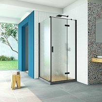 Душевой уголок Vegas Glass AFP-Fis Retta 110*120 02М 02 R профиль черный матовый стекло шиншилла