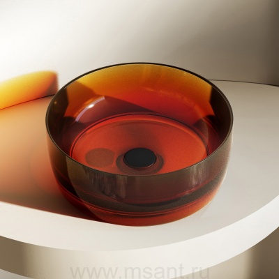 Раковина накладная прозрачная ABBER Kristall AT2804Opal коричневая