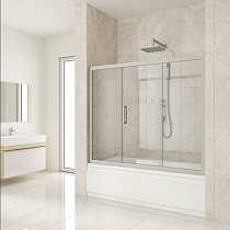 Шторка на ванну Kubele DE019P3-CLN-MT 175х150 см, профиль матовый хром