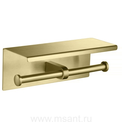 Aquatek AQ4909BG ОБЕРОН бумагодержатель двойной с полкой, шлиф. золото