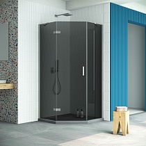 Душевой уголок Vegas Glass AFA-Pen Retta 100 07 07 L профиль матовый хром стекло графит
