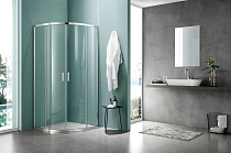 Душевой уголок Aquatek 1/4 круга, двери раздвижные 1000x1000x2000, профиль хром, стекло прозрачное