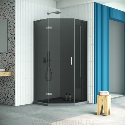 Душевой уголок Vegas Glass AFA-Pen Retta 100 07 07 L профиль матовый хром стекло графит