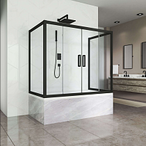 Шторка на ванну Kubele DE019P4U-CLN-BLMT 170х70 см, профиль матовый черный