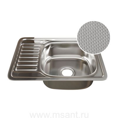 Мойка врез 65х50 (0,8) прав вып 3 1/2 MIXLINE 18см с сифоном ДЕКОР
