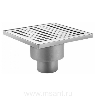 Душевой трап Loranto LINE 150x150 мм прямой сток, решетка из нержавеющей, гидрозатвор сухой (3012.0A050K.015.1) 