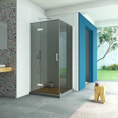 Душевой уголок Vegas Glass AFP-Fis Retta 100 01 07 L профиль белый стекло графит