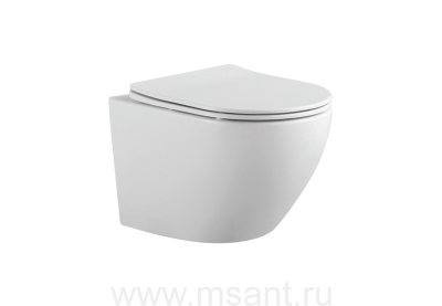 Унитаз подвесной безободковый AQUATEK ЕВРОПА AQ1901-00 525*360*320 мм, горизонтальный выпуск, тонкое сиденье с механизмом плавного закрывания, крепеж 