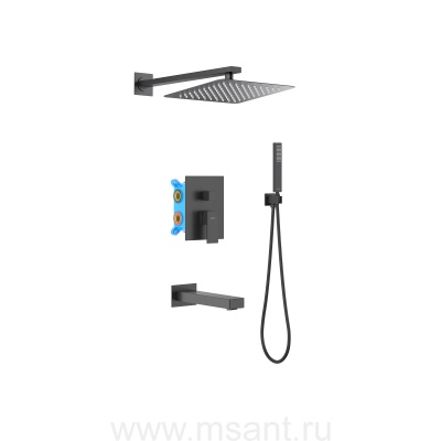 Set 4 в 1 душевой комплект AQUATEK, матовый черный AQ1673MB ЛИБРА