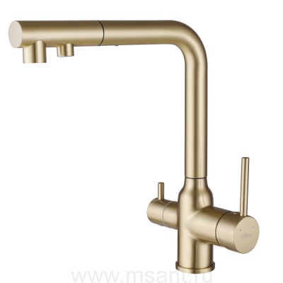 Смеситель ABBER Emotion AF8814G для кухни с подключением фильтра и выдвижной лейкой, золото матовое