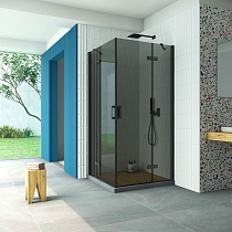 Душевой уголок Vegas Glass AFA Retta 100 02М 07 профиль черный матовый стекло графит