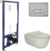 Комплект Berges NOVUM525, кнопка D3 хром глянец, унитаз EGO XL Rimless, сиденье Toma Slim SO