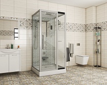 Душевая кабина Niagara Lux NG-7714W (100x90х215) низкий поддон(15см),дверь распашная,стенки серебро,5 мест