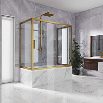 Шторка на ванну Kubele DE019P2U-CLN-BR 150х70 см, профиль бронза